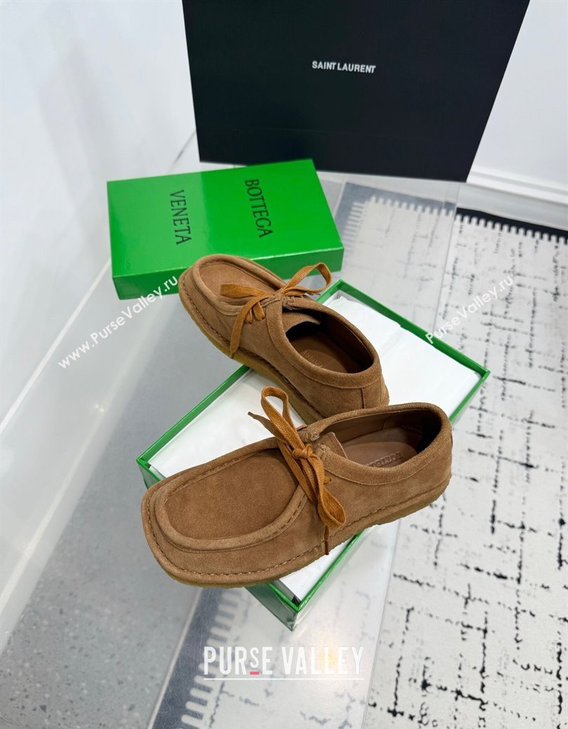 Bottega Veneta Daddy Lace-Up Shoes in Suede Brown 2025 (KER-250823065)