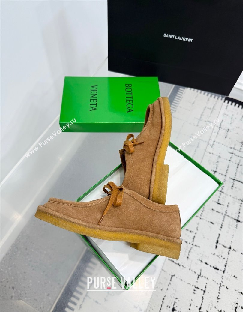 Bottega Veneta Daddy Lace-Up Shoes in Suede Brown 2025 (KER-250823065)