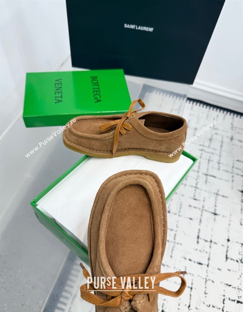 Bottega Veneta Daddy Lace-Up Shoes in Suede Brown 2025 (KER-250823065)