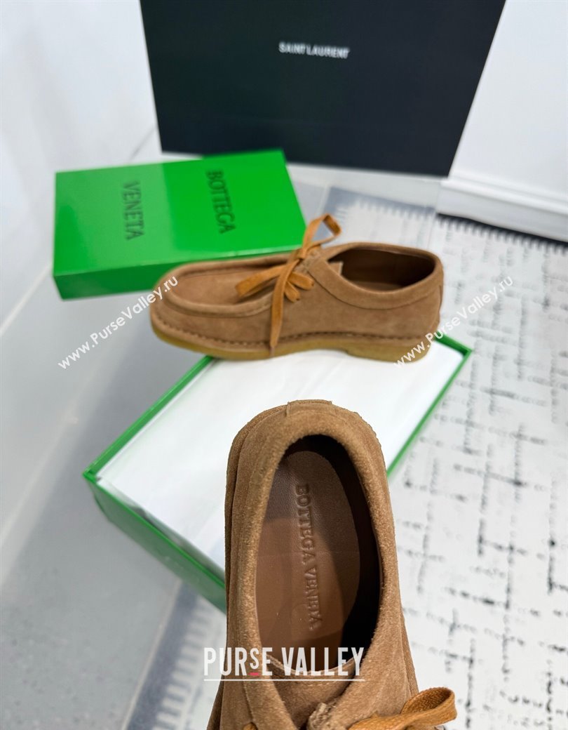 Bottega Veneta Daddy Lace-Up Shoes in Suede Brown 2025 (KER-250823065)