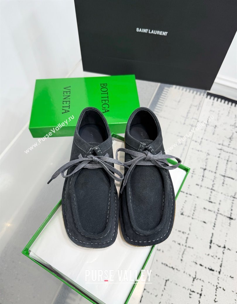 Bottega Veneta Daddy Lace-Up Shoes in Suede Grey 2025 (KER-250823066)