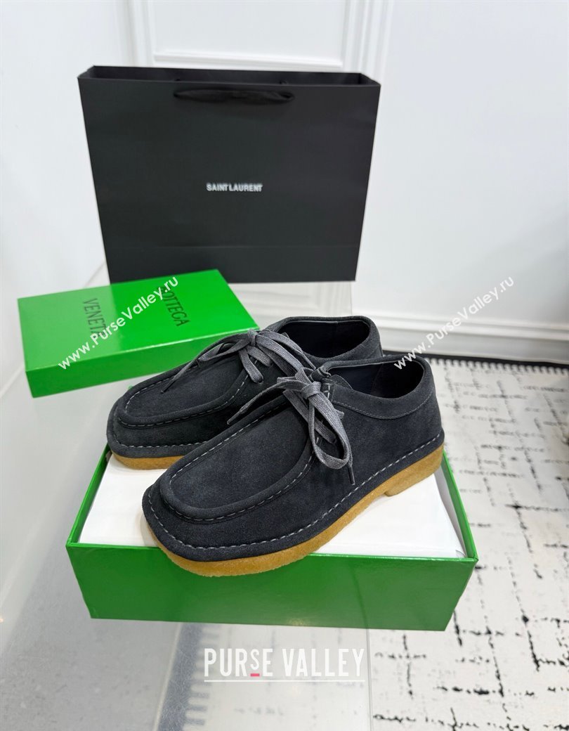 Bottega Veneta Daddy Lace-Up Shoes in Suede Grey 2025 (KER-250823066)