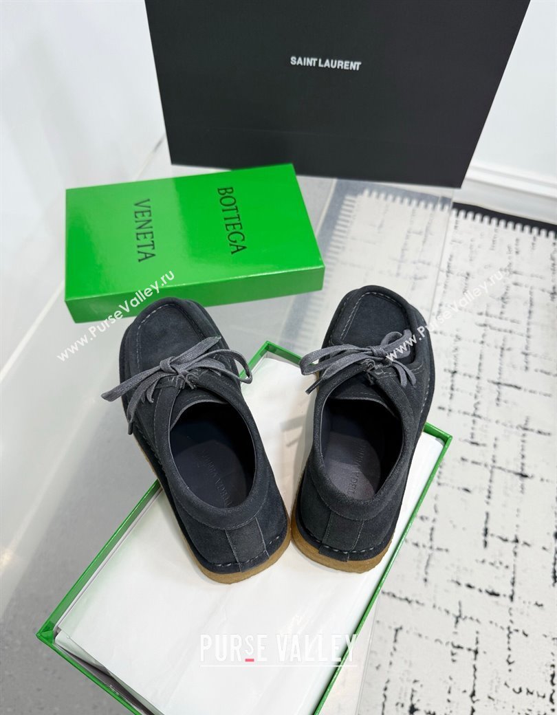 Bottega Veneta Daddy Lace-Up Shoes in Suede Grey 2025 (KER-250823066)