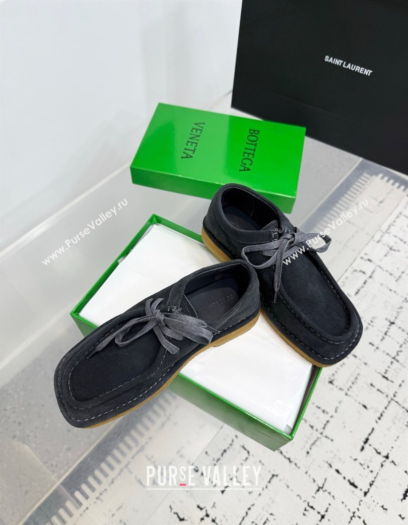 Bottega Veneta Daddy Lace-Up Shoes in Suede Grey 2025 (KER-250823066)