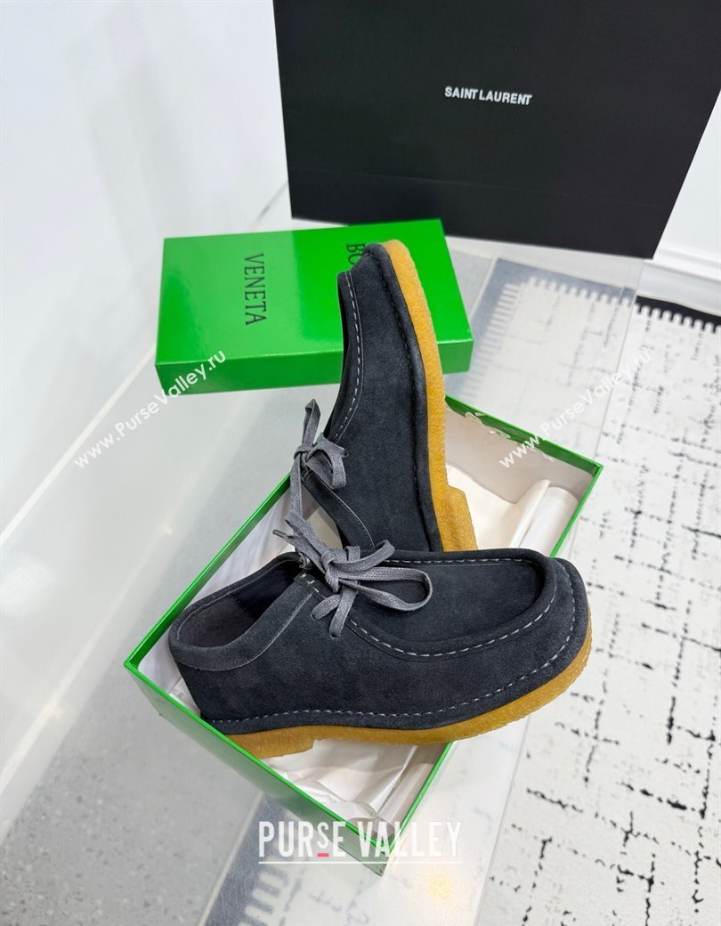 Bottega Veneta Daddy Lace-Up Shoes in Suede Grey 2025 (KER-250823066)