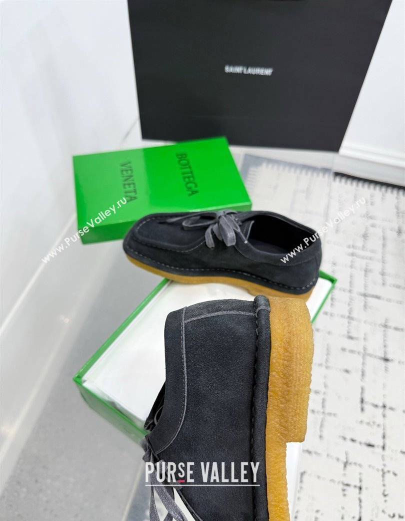 Bottega Veneta Daddy Lace-Up Shoes in Suede Grey 2025 (KER-250823066)