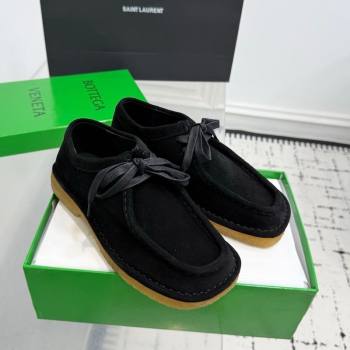 Bottega Veneta Daddy Lace-Up Shoes in Suede Black 2025 (KER-250823067)
