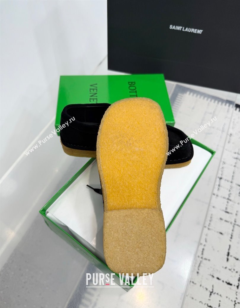 Bottega Veneta Daddy Lace-Up Shoes in Suede Black 2025 (KER-250823067)