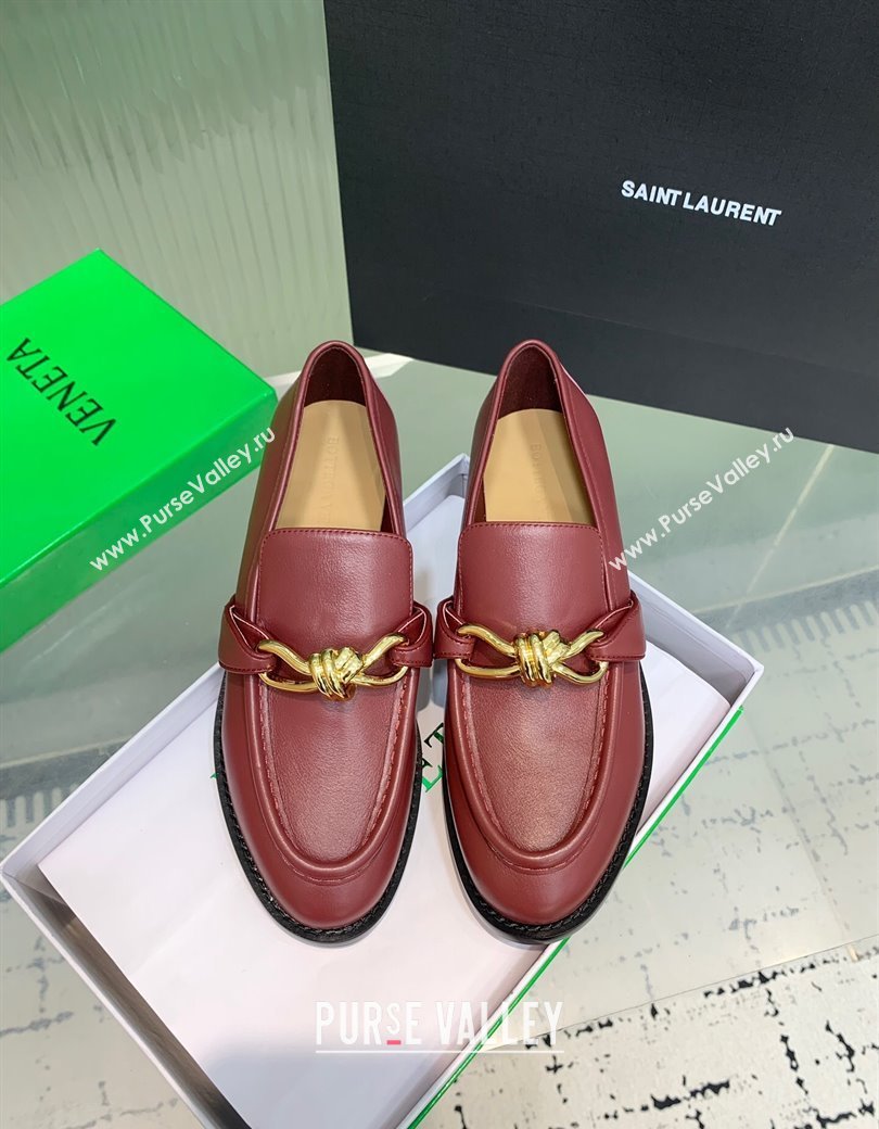 Bottega Veneta Astaire Loafers in Calfskin Leather with Knot Red/Gold 2025 (KER-250823035)