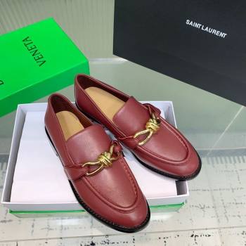 Bottega Veneta Astaire Loafers in Calfskin Leather with Knot Red/Gold 2025 (KER-250823035)