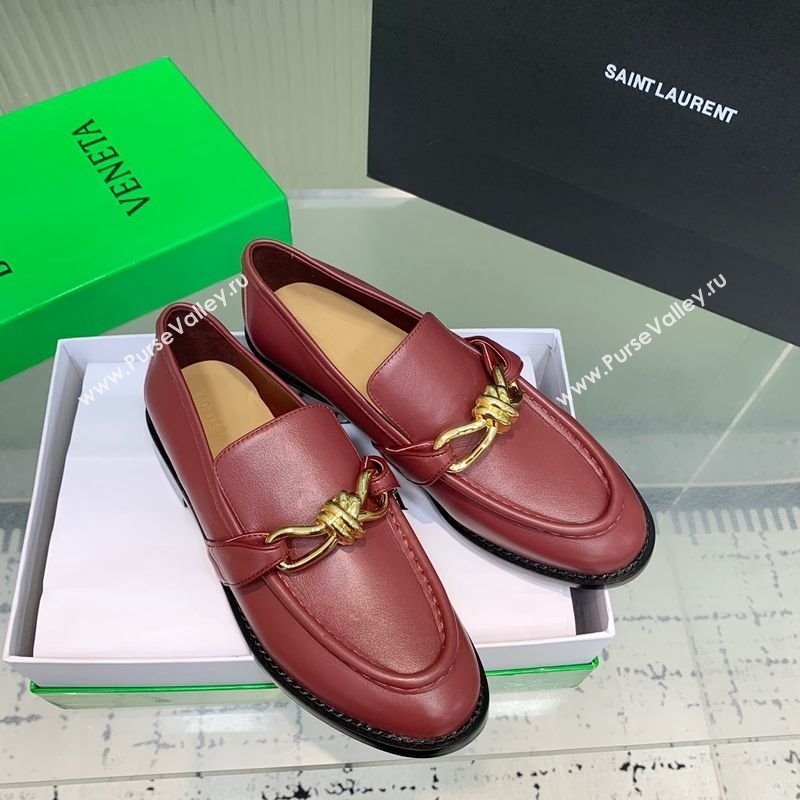 Bottega Veneta Astaire Loafers in Calfskin Leather with Knot Red/Gold 2025 (KER-250823035)