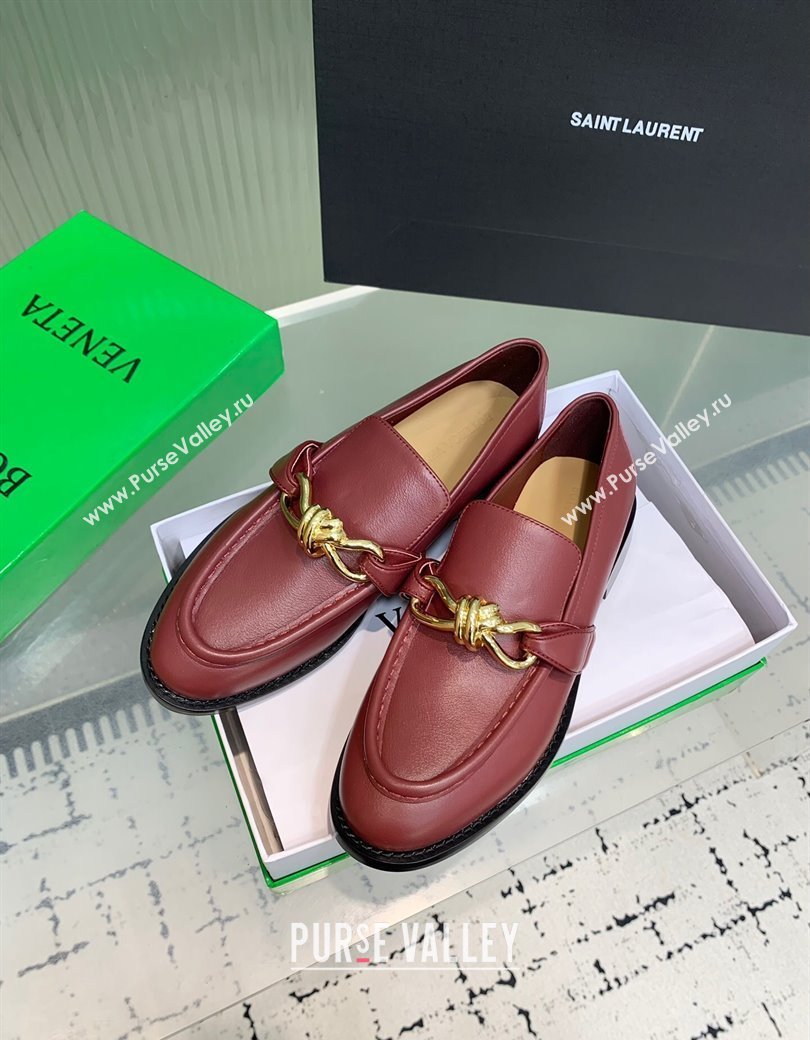 Bottega Veneta Astaire Loafers in Calfskin Leather with Knot Red/Gold 2025 (KER-250823035)