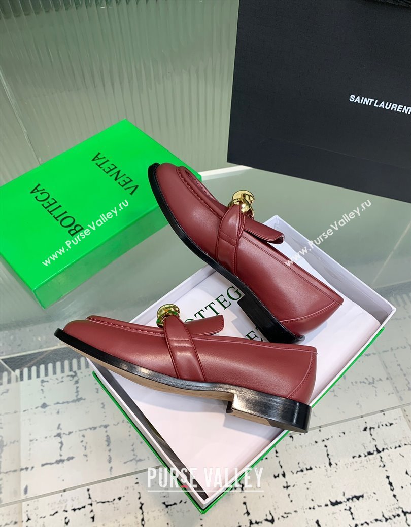 Bottega Veneta Astaire Loafers in Calfskin Leather with Knot Red/Gold 2025 (KER-250823035)