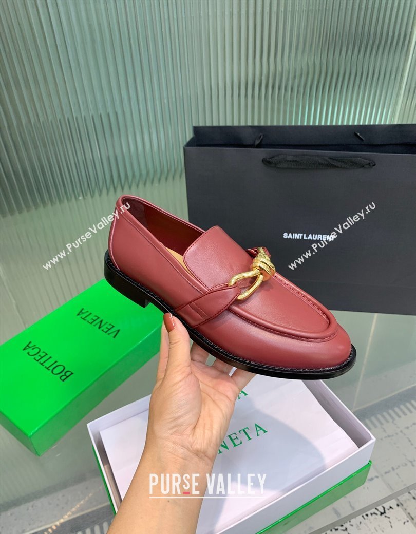 Bottega Veneta Astaire Loafers in Calfskin Leather with Knot Red/Gold 2025 (KER-250823035)