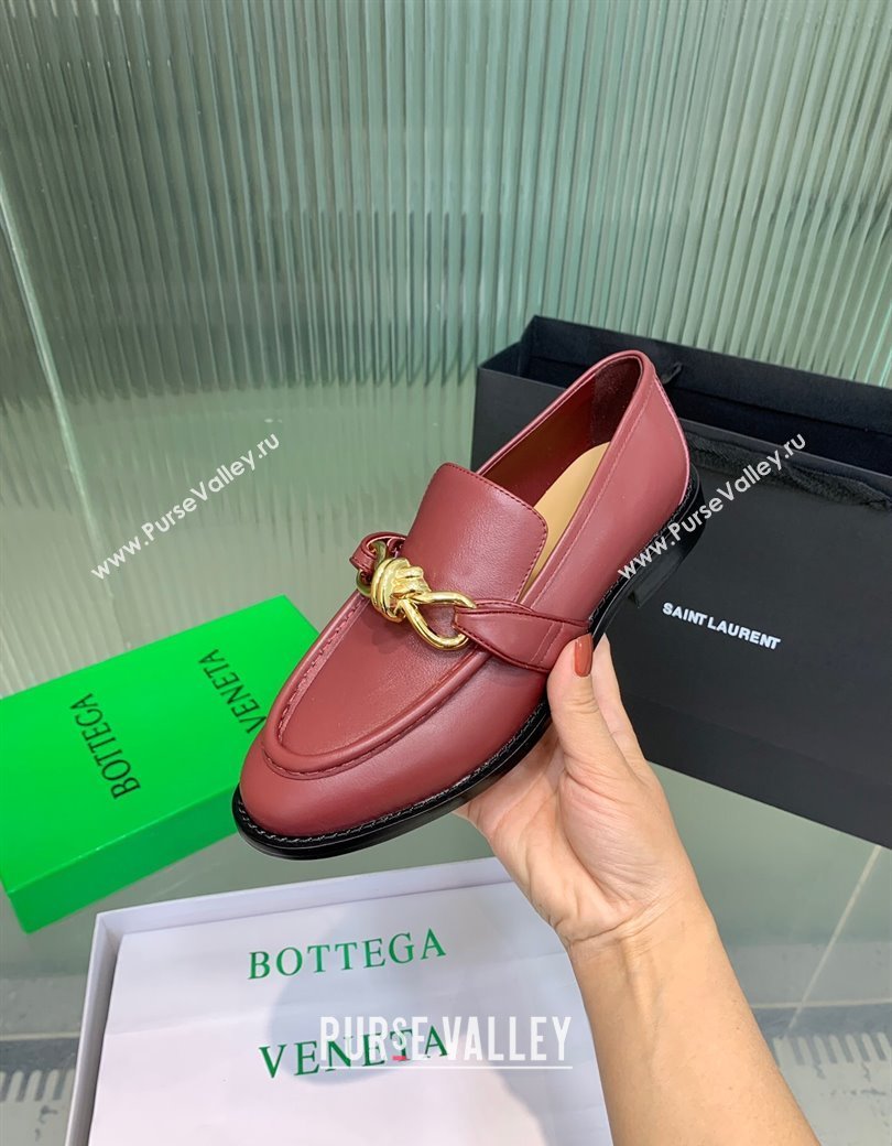 Bottega Veneta Astaire Loafers in Calfskin Leather with Knot Red/Gold 2025 (KER-250823035)