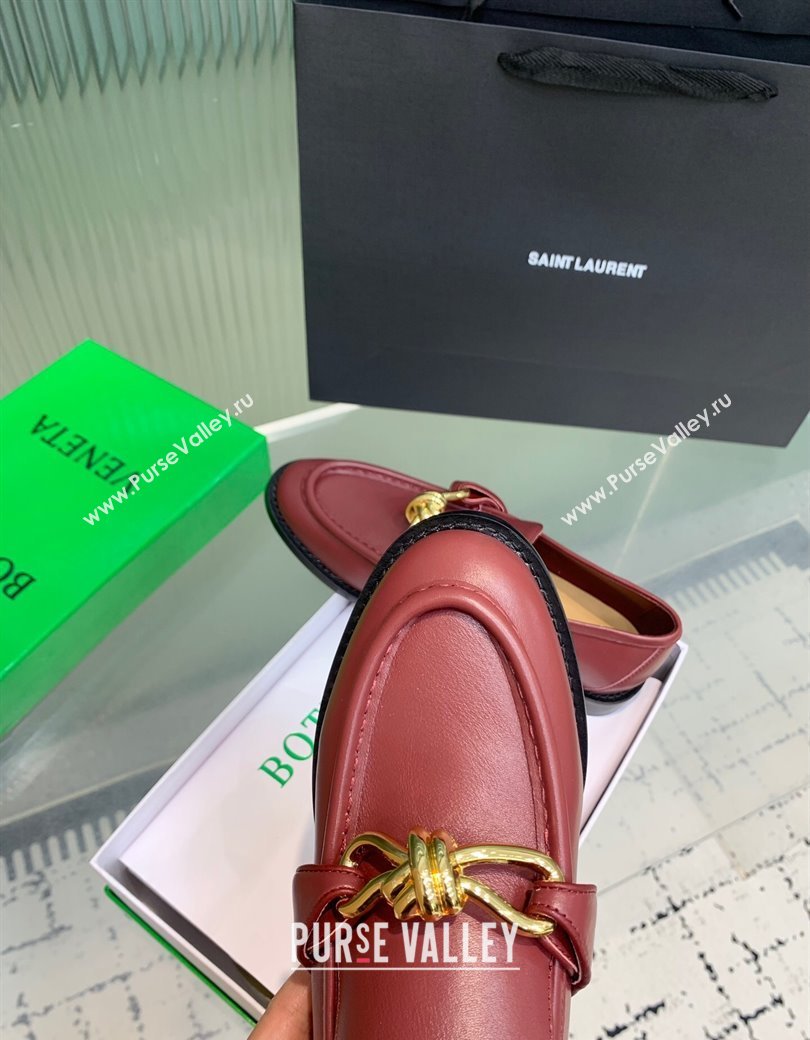 Bottega Veneta Astaire Loafers in Calfskin Leather with Knot Red/Gold 2025 (KER-250823035)