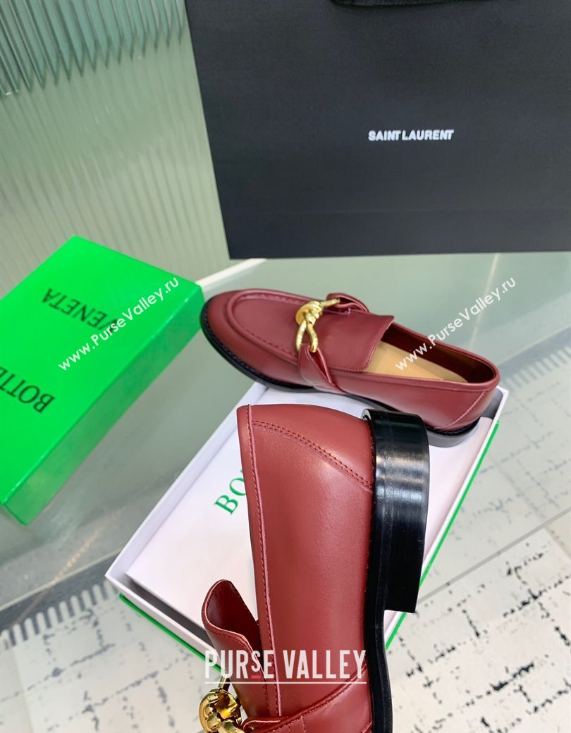 Bottega Veneta Astaire Loafers in Calfskin Leather with Knot Red/Gold 2025 (KER-250823035)