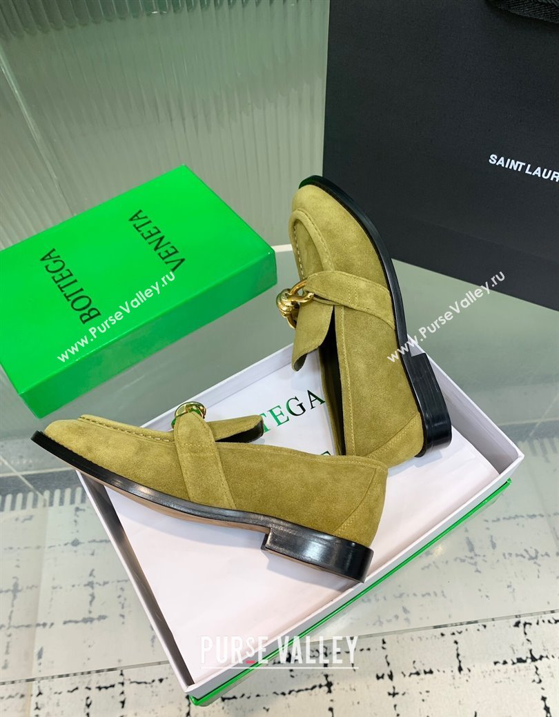 Bottega Veneta Astaire Loafers in Suede with Knot Green/Gold 2025 (KER-250823037)
