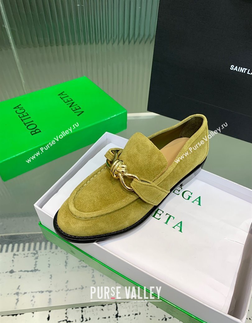 Bottega Veneta Astaire Loafers in Suede with Knot Green/Gold 2025 (KER-250823037)