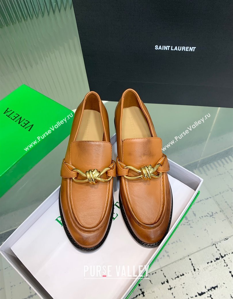 Bottega Veneta Astaire Loafers in Faded Calfskin with Knot Brown/Gold 2025 (KER-250823038)