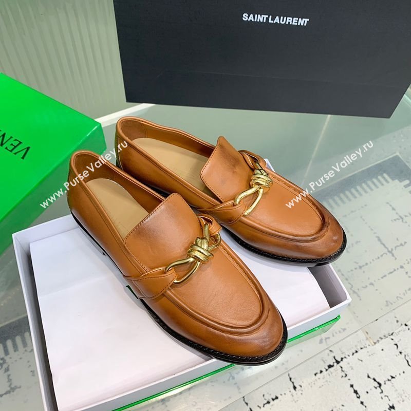 Bottega Veneta Astaire Loafers in Faded Calfskin with Knot Brown/Gold 2025 (KER-250823038)