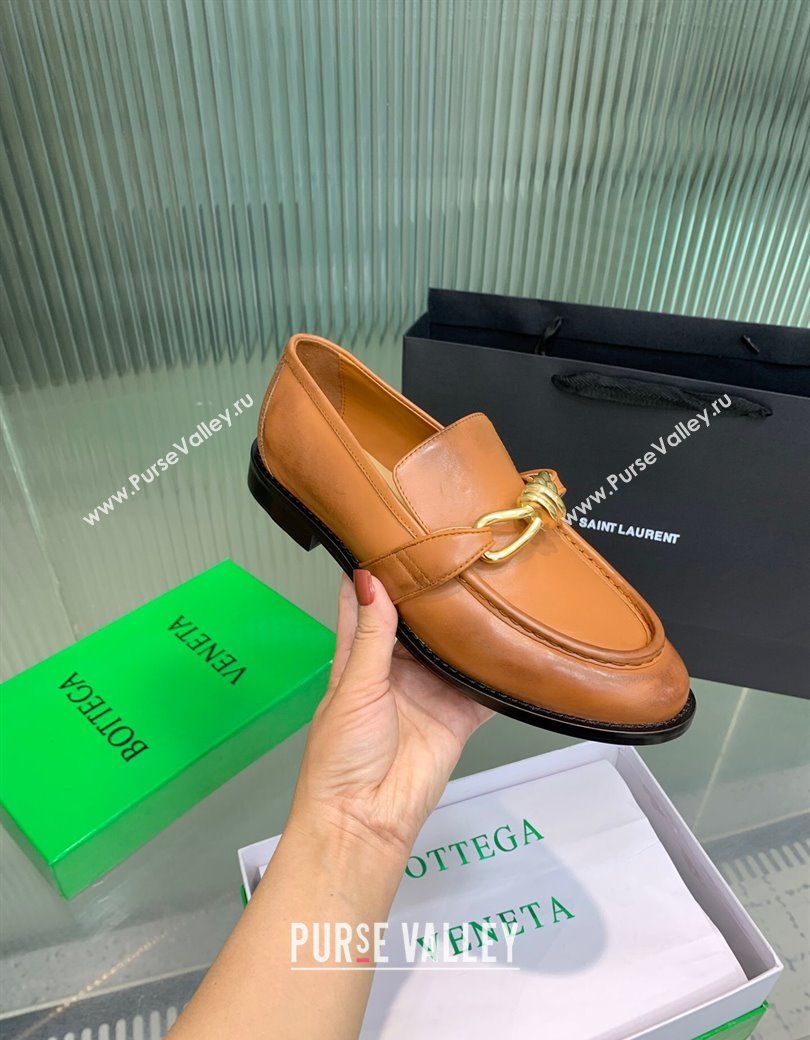 Bottega Veneta Astaire Loafers in Faded Calfskin with Knot Brown/Gold 2025 (KER-250823038)
