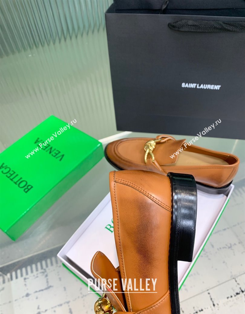 Bottega Veneta Astaire Loafers in Faded Calfskin with Knot Brown/Gold 2025 (KER-250823038)