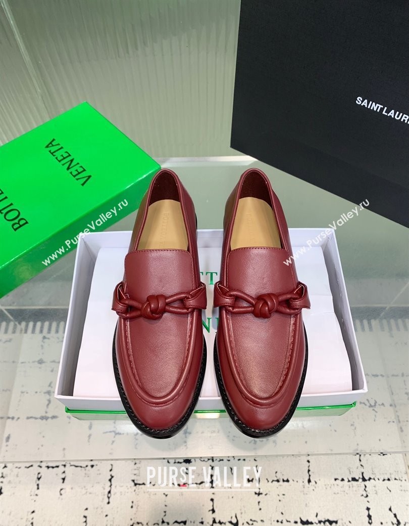 Bottega Veneta Astaire Loafers in Calfskin Leather with One-Tone Knot Red 2025 (KER-250823039)