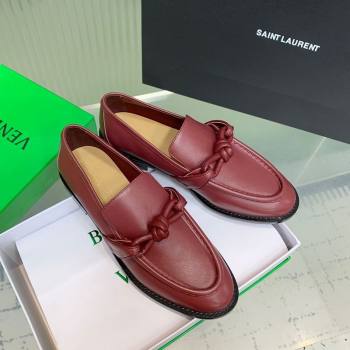 Bottega Veneta Astaire Loafers in Calfskin Leather with One-Tone Knot Red 2025 (KER-250823039)