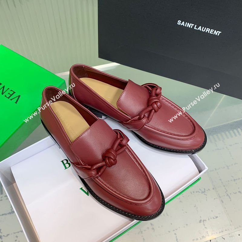 Bottega Veneta Astaire Loafers in Calfskin Leather with One-Tone Knot Red 2025 (KER-250823039)