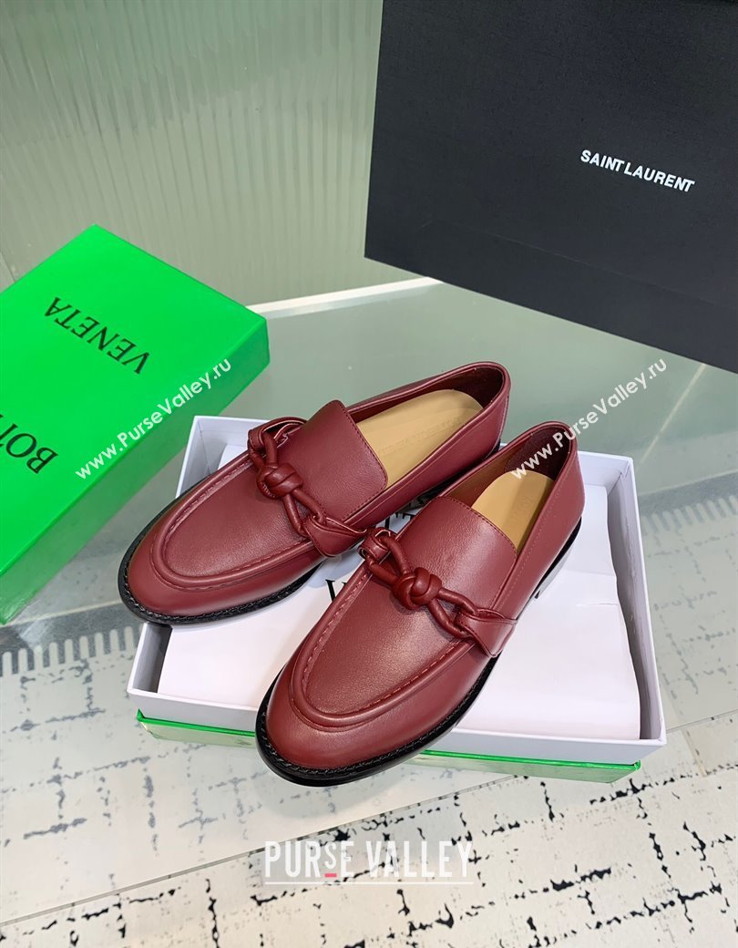Bottega Veneta Astaire Loafers in Calfskin Leather with One-Tone Knot Red 2025 (KER-250823039)