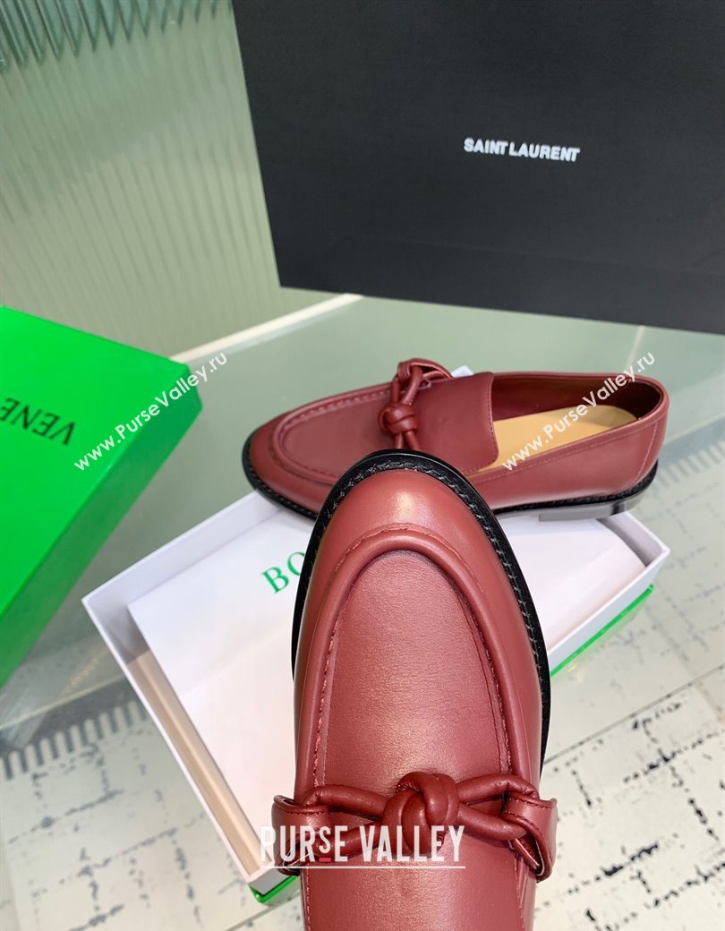 Bottega Veneta Astaire Loafers in Calfskin Leather with One-Tone Knot Red 2025 (KER-250823039)