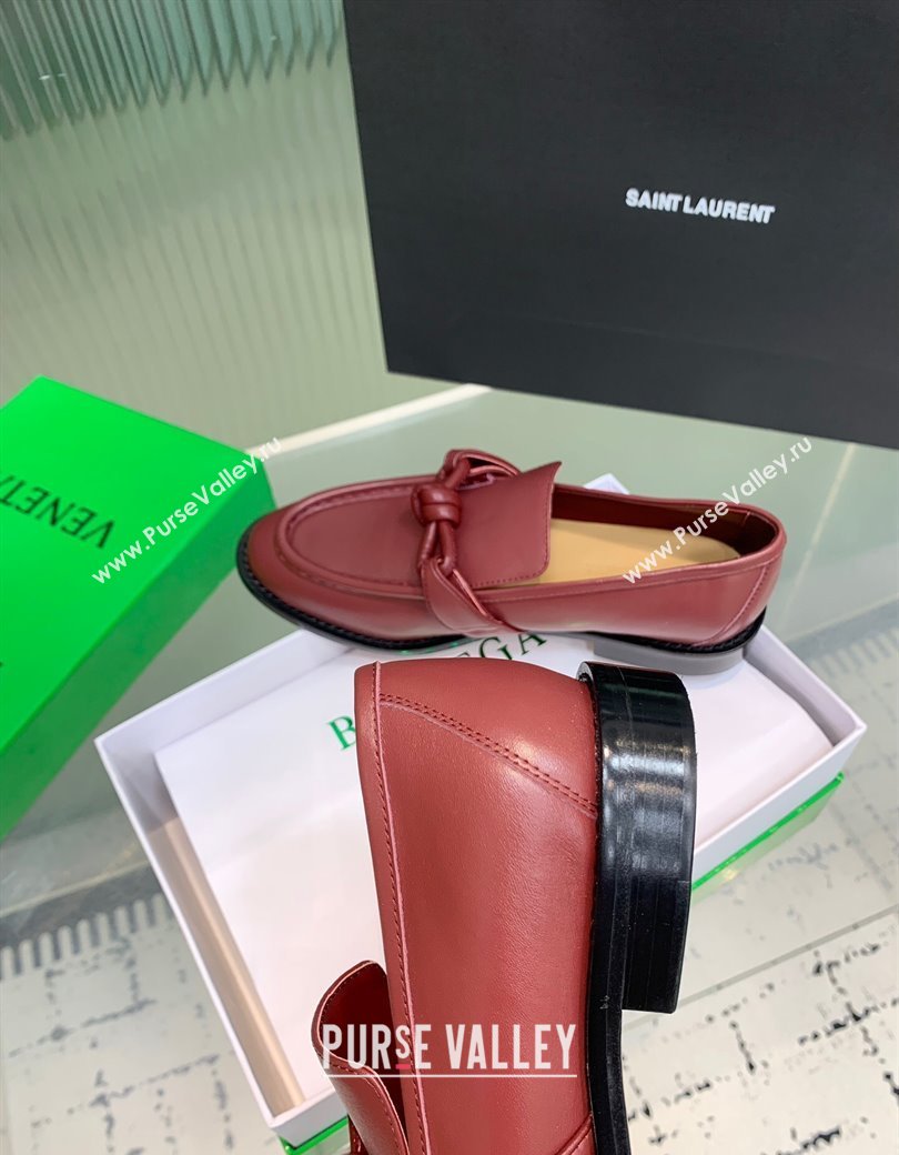 Bottega Veneta Astaire Loafers in Calfskin Leather with One-Tone Knot Red 2025 (KER-250823039)