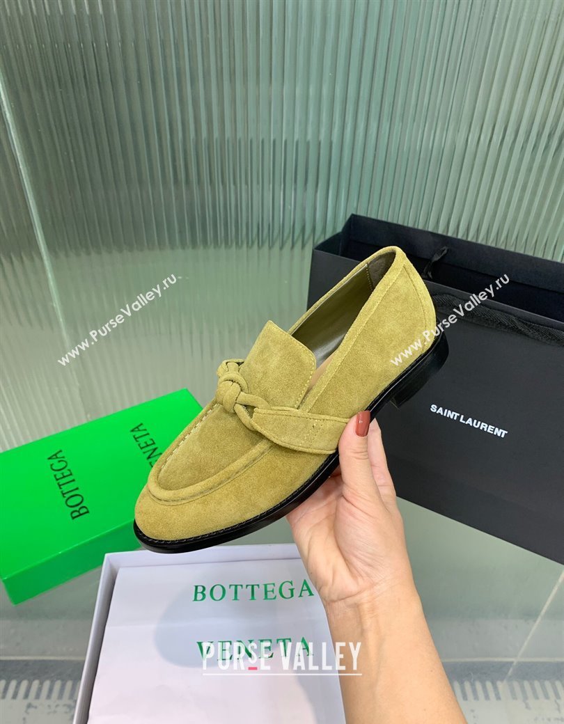 Bottega Veneta Astaire Loafers in Suede with One-Tone Knot Green 2025 (KER-250823041)
