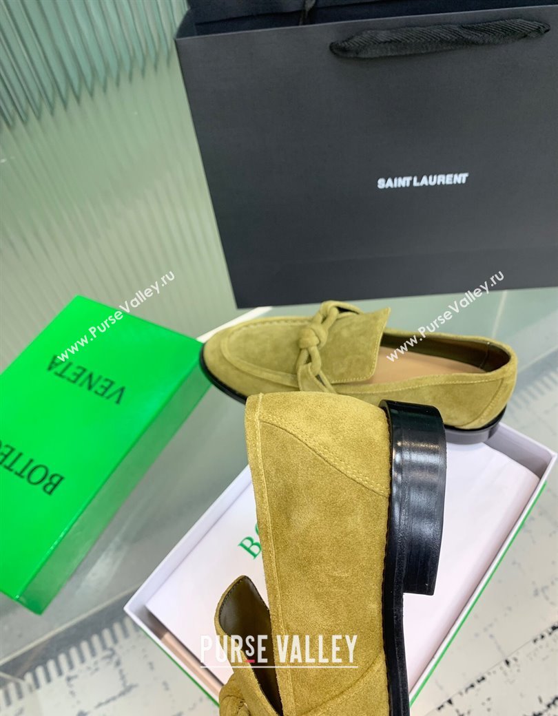 Bottega Veneta Astaire Loafers in Suede with One-Tone Knot Green 2025 (KER-250823041)