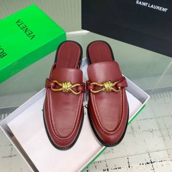 Bottega Veneta Astaire Flat Mules in Calfskin Leather with Knot Red/Gold 2025 (KER-250823044)