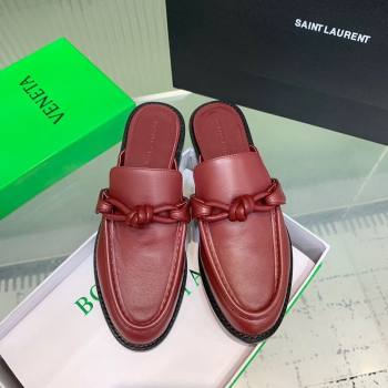 Bottega Veneta Astaire Flat Mules in Calfskin Leather with One-Tone Knot Red 2025 (KER-250823050)