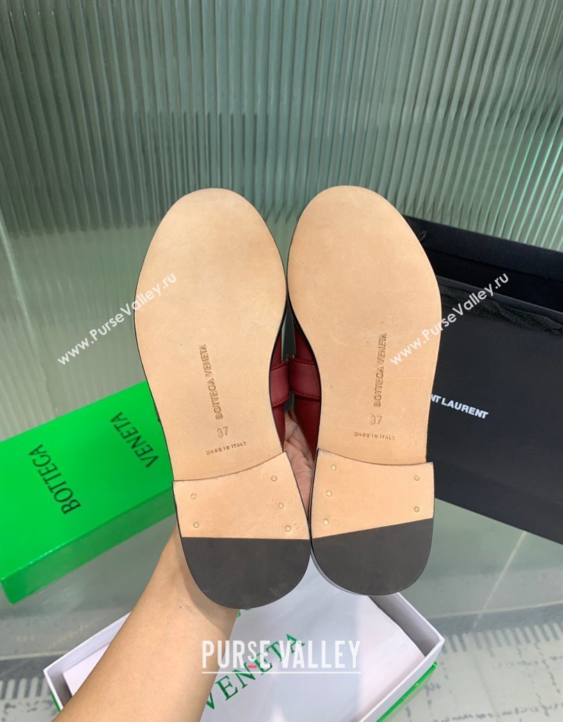 Bottega Veneta Astaire Flat Mules in Calfskin Leather with One-Tone Knot Red 2025 (KER-250823050)