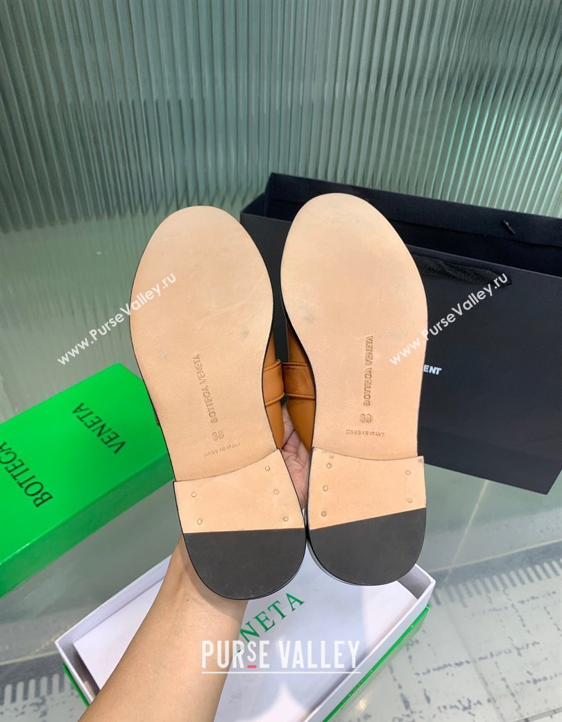 Bottega Veneta Astaire Flat Mules in Faded Calfskin with One-Tone Knot Brown 2025 (KER-250823052)