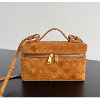 Bottega Veneta Bang Bang Vanity Case in Intrecciato Suede Amber Brown 2025 789109 (WT-250924021)