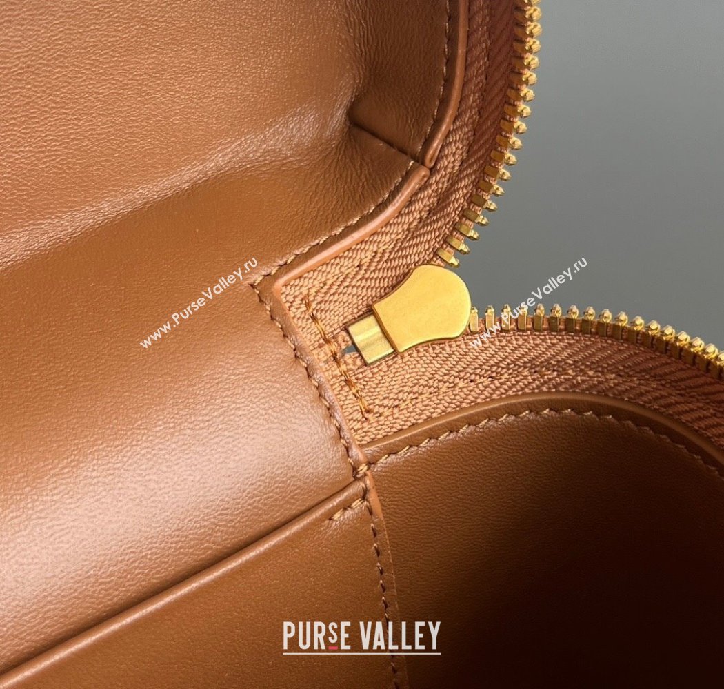 Bottega Veneta Bang Bang Vanity Case in Intrecciato Suede Amber Brown 2025 789109 (WT-250924021)