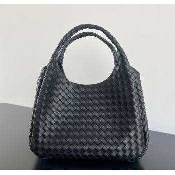 Bottega Veneta Large Campana Shoulder Bag in Intrecciato Leather Black 2025 844250 (WT-250924010)