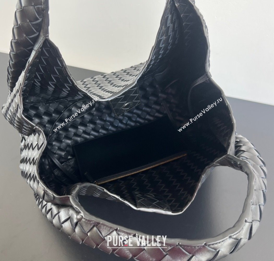 Bottega Veneta Large Campana Shoulder Bag in Intrecciato Leather Black 2025 844250 (WT-250924010)