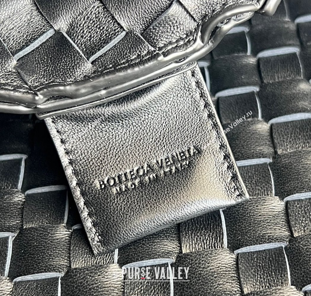 Bottega Veneta Large Campana Shoulder Bag in Intrecciato Leather Black 2025 844250 (WT-250924010)