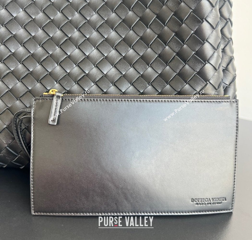 Bottega Veneta Large Campana Shoulder Bag in Intrecciato Leather Black 2025 844250 (WT-250924010)