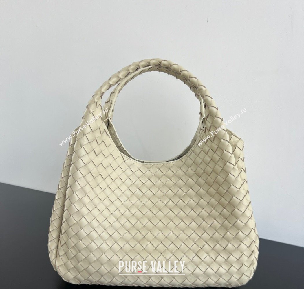 Bottega Veneta Large Campana Shoulder Bag in Intrecciato Leather Sea Salt 2025 844250 (WT-250924011)