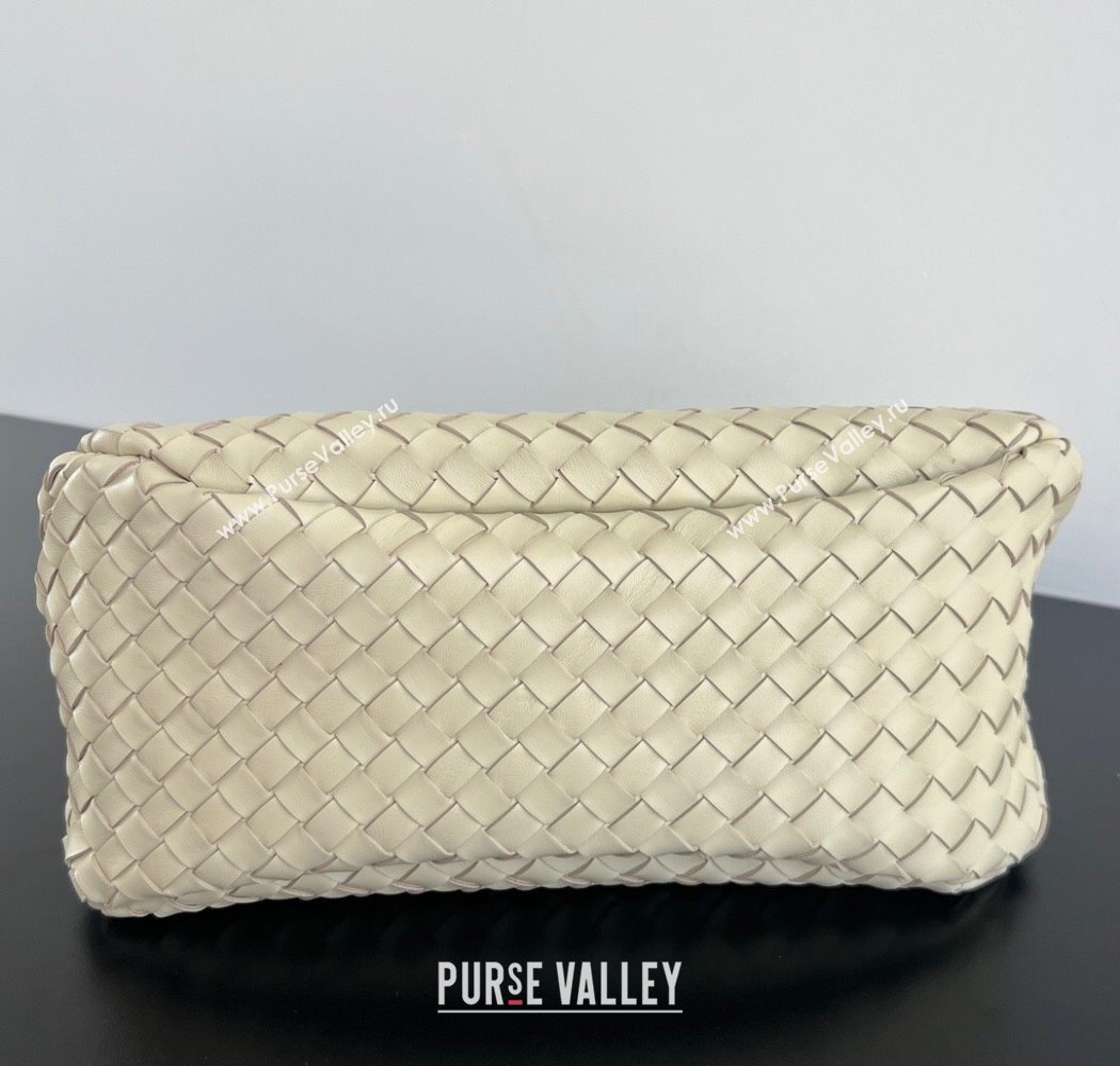 Bottega Veneta Large Campana Shoulder Bag in Intrecciato Leather Sea Salt 2025 844250 (WT-250924011)