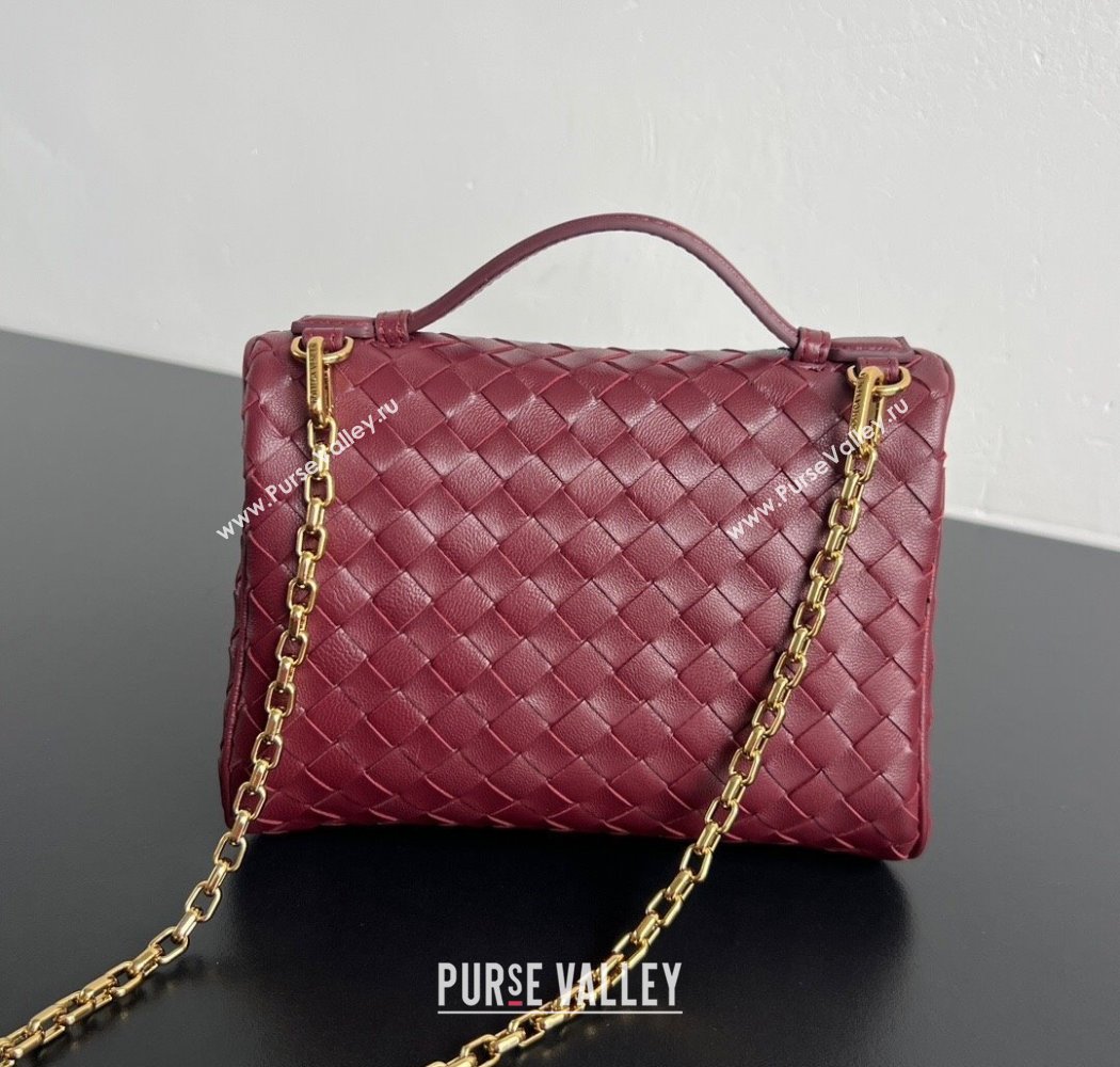 Bottega Veneta Small Soft Vanity Bag in Intrecciato Leather Barolo Red 2025 843800 (WT-250924001)