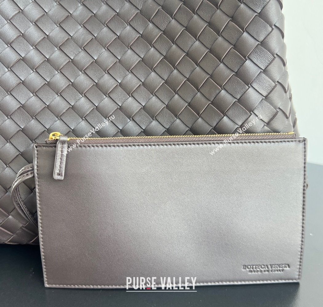 Bottega Veneta Large Campana Shoulder Bag in Intrecciato Leather Fondant Brown 2025 844250 (WT-250924012)