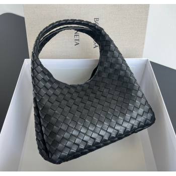 Bottega Veneta Campana Shoulder Bag in Intrecciato Leather Black 2025 844249 (WT-250924007)